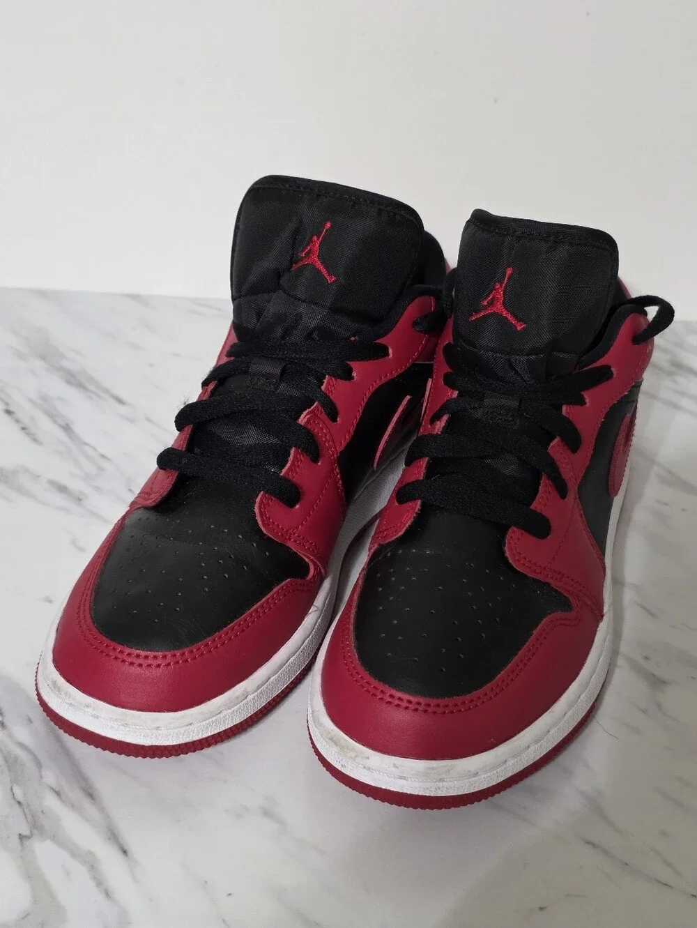 Jordan Black and Red Low-Top Sneakers